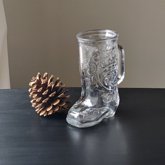Vintage glass cowboy boot 👢🍺 shaped mug with handle | 12 oz - Picture 1 of 12